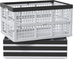 42 L Plastic Stackable Collapsible Storage Crate, 4-Pack Stacking Folding Storage Basket, Utility Crate Basket Containers