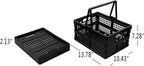 2 Pack Folding Plastic Crate, Collapsible Shopping Basket with Handles