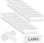 100 Pcs of 3" x 1" Clear Plastic Shelf Label Holders with 100 Label Inserts. Slide-in Tags Holder for Bookshelves, Wood Shelf Signs, Ticket Holders, and Wire Shelving.