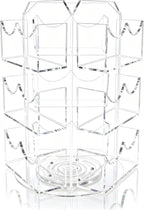 Spinning Sticker Display Stand for Vendors, 3 Tier 9 Pockets Acrylic Rotating Sticker Holder for 4'' Large Stickers, No Assembly Required Business Card Organizer Rack for Tabletop Office Home Desk