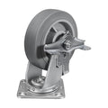 6'' × 2'' Caster Wheel, Heavy Duty Industrial Caster, Rubber Wheels with Roller Bearing, Load 900lbs per Swivel Casters for Cart Dolly Toolbox Trolley (1 Brake)