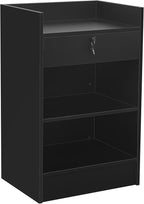 24”W * 18”D * 38”H - Cash Register Stand，Cash Wrap Checkout Desk Counter Stand with Drawer & 2 Tiers Storage for Church, Retail Store, Debate, Shopping Mall