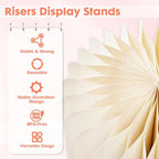 6Pcs Buffet Risers, Foldable Food Risers for Buffet Table, 12" Reusable Cardboard Display Risers Cylinder Stands with Acrylic Plates for Party, Wedding, Catering & Birthday Decor