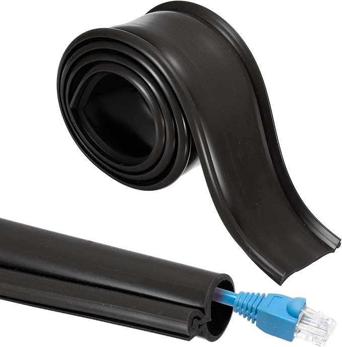 MECCANIXITY 3.3ft Cable Management Sleeve, 5/8 Inch ID Flexible Cord Wires Hider Cover Insulation Snap-fit Protector for Substation, High-Voltage Electrical Networks, Black