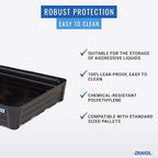Denios Spill Containment Tray- 21.1 Gallon Spill Tray Capacity - Without Grate- 30.9""X30.9""X7.1 in (Large), Black