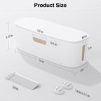 Cable Management Box - Large Cord Organizer Box to Hide Power Strip & Under Desk, TV Computer Wires Cable Organizer Box with Baby Proofs, Desk Cord Organizer for Home/Office - White