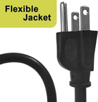 10 Ft Indoor Outdoor Black Extension Cord, 16/3 SJTW Heavy Duty Water-Resistant, 3 Prong Grounded Plug Power Cord for Home Appliance, Lights and Lawn, 13A 1625W, UL Listed