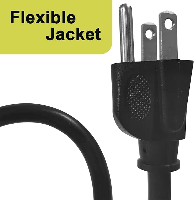 75 Ft Indoor Outdoor Black Extension Cord, 16/3 SJTW Heavy Duty Water-Resistant, 3 Prong Grounded Plug Power Cord for Home Appliance, Lights and Lawn, 13A 1625W, UL Listed