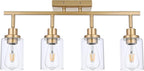 4-Light Gold Track Lighting Kits, Multi-Directional Rotating Kitchen Ceiling Tracking Light Fixture with Clear Glass, Modern Bathroom Ceiling Vanity Track Lights for Kitchen Island Accent Shop