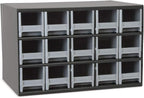 Akro-Mils Steel Garage Storage Cabinet, Small Parts Organizer Metal Cabinet for Hardware, Nails, Screws, Bolts, Nuts, and More, 17" W x 11" D x 11" H, 15-Drawer, Gray Cabinet/Gray Drawers (19715)