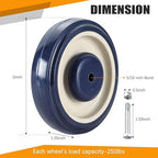 16 Pack Shopping Cart Replacement Wheels Kit, 5" Shopping Cart Casters, Double Ball Bearing TPU Silent Supermarket Casters for Supermarket (Blue)