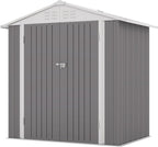 Patiowell 6x4 FT Outdoor Storage Shed, Water-Resistance Metal Outdoor Sheds with Vents & Lock, Garden Shed of Galvanized Steel for Lawn, Patio, Backyard Garden Tools, Bikes, Gray