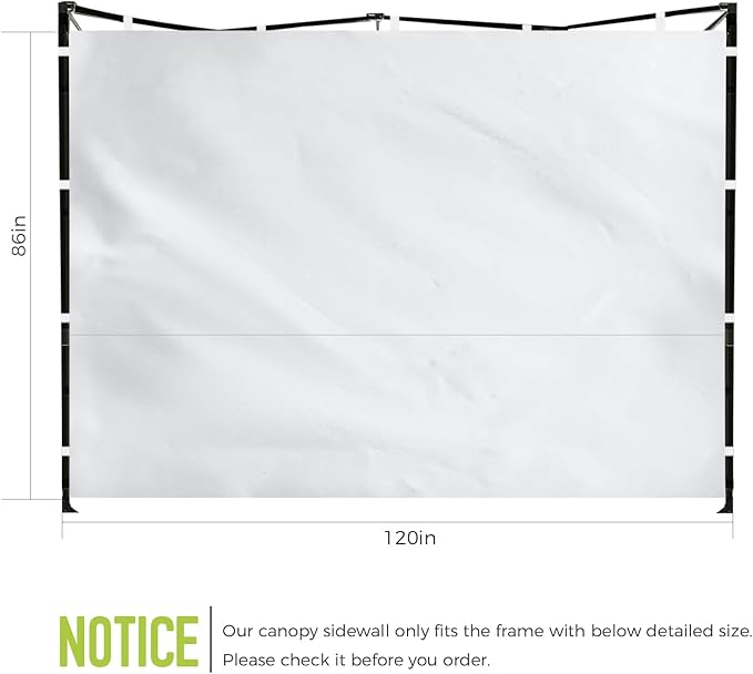 Instant Canopy Sidewalls for 10x10 Pop Up Canopy Tent, 300D Waterproof Material for Outdoor Events, Vendor Booths, and Privacy (Sidewalls Only, Canopy Not Included)(White, 10x10ft-3pcs)