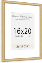 Natural Oak 16x20 Picture Frames Mat to 11x14 Picture Display,Original Wood Handcrafted Poster Frame,Wooden Frame 16x20 with Tempered Glass Graduation Family Wedding Photo Wall Mounted