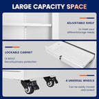 Yizosh Metal Garage Storage Cabinet with Locking Doors and Adjustable Shelves, 73" Rolling Tool Storage Cabinet with 4 Wheels and 1 Drawer for Garage,Warehouse