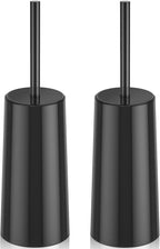 Toilet Brush and Holder, 2 Pack Toilet Brush Stainless Steel, Toilet Bowl Brush for Bathroom Toilet-Ergonomic, Elegant,Durable (Black)