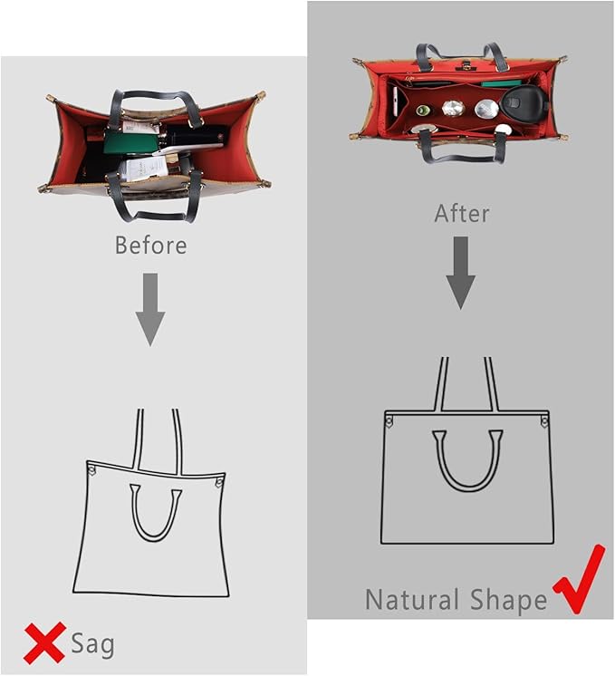 ZTUJO Purse Organizer Insert For Handbags, Silky Touching Bag Organizer Insert With Bottle Holder, Perfect for Speedy, Neverfull, Tote,ONTHEGO,Artsy,Handbag and More (Medium, Silky Red)
