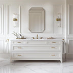 ANDY STAR 24"x36" Gold Mirror, Brushed Brass Scalloped Wall Mirror, Bathroom Mirror for Vanity, Wall Mirror with Aesthetic Scalloped Edge Design Ideal for Bathroom, Bedroom or Entryway