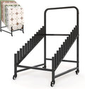 12-Tier Tile Sample Display Stand, Rolling Tile Sample Storage Rack, Metal Floor Tile Display Stand, Building Material Display Shelf, Slotted Tile Display Rack, Floor Sample Holder for Exhibition Hall