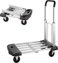 Foldable Platform Cart 29" x 17" x 35" Aluminum Platform Truck 330lbs Capacity Folding Push Cart Adjustable Heavy Duty Platform Cart Dolly for Car House Office Luggage Moving