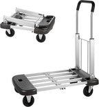 Foldable Platform Cart 29" x 17" x 35" Aluminum Platform Truck 330lbs Capacity Folding Push Cart Adjustable Heavy Duty Platform Cart Dolly for Car House Office Luggage Moving