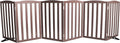 Freestanding Dog Gate Indoor,Doggie Gate Foldable Pet Gates for Doorways,Stairs or Hallways, Wooden Brown Pet Gate for The House, Pet Fence with Support Feet Included,32 "Height-6 Panels