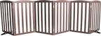Freestanding Dog Gate Indoor,Doggie Gate Foldable Pet Gates for Doorways,Stairs or Hallways, Wooden Brown Pet Gate for The House, Pet Fence with Support Feet Included,32 "Height-6 Panels