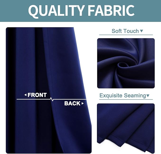 ChrisDowa Grommet Blackout Curtains for Bedroom - Thermal Insulated Room Darkening Curtains for Living Room (1 Panel Set, Navy Blue, 42W x 84L)