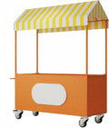 Outdoor Vendor Cart, Portable Cart with Canopy, Commercial Business Mobile Street Food Vendor Carts, Foldable Vending Stand Kiosk Display Trolley with Canopy for Markets (Orange)