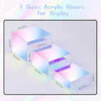 Risers Display Stands, Buffet Riser, Cubes Acrylic Display Box, Food Display Risers for Party, Acrylic Retail Display Stand, Nesting Showcase Display Riser, Craft Show Display Stand (3PCS-Iridescent)