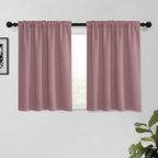 KGORGE 45 inch Curtains for Small Window, Privacy Thermal Insulated Curtains Noise Reducing Window Drapes for Bedroom Dining Room, Back Tab Rod Pocket, W52 x L45 inches, Dusty Rose, 2 Panels