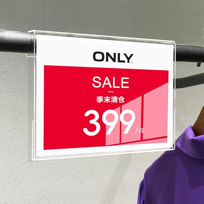 Acrylic Sign Holder Price Tag Displays Sign Holder Ads Display Stand for Retail Store Clothing Price (Vertical A5 148×210mm/ 5.83×8.27 inches)