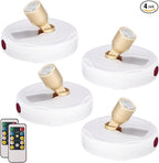 LED Spotlight, Battery Powered Picture Lights, Uplighting Indoor, Puck Lights with Remote, Stick Spot Light for Wall Display Picture Dartboard Painting Artwork Accent Closet-4Pack