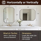 ANDY STAR Brushed Bronze Scalloped Mirror, 26"x38" Bathroom Vanity Mirror, Antique Scalloped Mirror in Premium Stainless Steel Frame, Timeless Shape with Unique Flair, Hangs Vertically/Horizontally