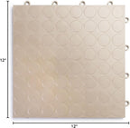 Big Floors RaceDeck CircleTrac, Interlocking Non-Slip Garage Flooring Tile, Durable, Modular, Heavy-Duty Copolymer, Easy Install (Beige, 48 Pack of 12 x 12" Tiles)