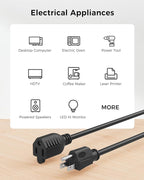 [ETL Listed] Cable Matters 2-Pack 16 AWG Heavy Duty 13A Power Extension Cord - 15ft, 3 Prong Power Cord Extension, NEMA 5-15P to NEMA 5-15R, Black