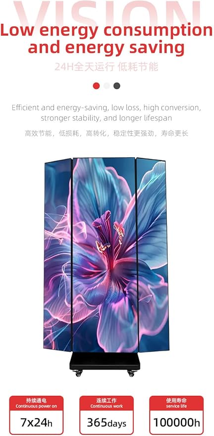 LED Digital Signage Display (P1.25Spliceable LED Poster Screen, with Publishing System, Foldable Advertising Display Kiosk, Suitable for Events and Rental Scenarios, Supports WiFi/USB/HDMI)(90in-)