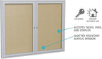 Ghent 36"x60" 2-Door Outdoor Enclosed Vinyl Bulletin Board, Shatter Resistant, with Lock, Satin Aluminum Frame - Silver (PA23660VX-193), Made in The USA
