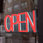 HiNeon Red LED Open Sign, 20"x7" Light-Up Business Sign with Remote, 12V Plug-In, Hanging Chain Included