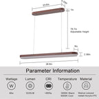 EDISLIVE Modern Linear LED Island Light Dimmable LED Chandelier 38.6 in Adjustable Linear Hanging Light Fixture 3000K-6500K 37W Pendant Light with Iron Acrylic for Dinning Room Kitchen，Walnut Brown