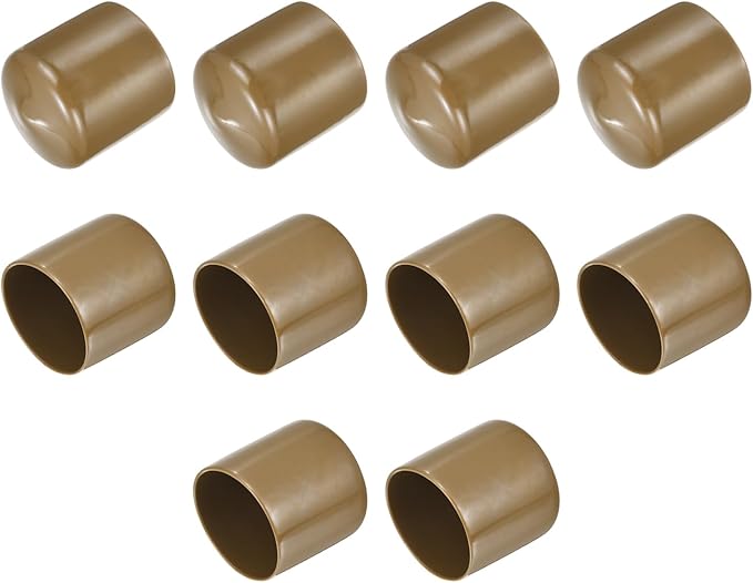 uxcell 10pcs Rubber End Caps 40mm ID Vinyl Round End Cap Cover Screw Thread Protectors Light Brown