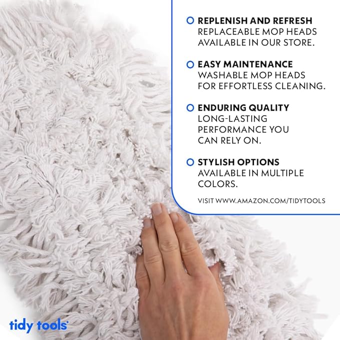 Commercial Dust Mop – 18 Inch Floor Sweeper for Hardwood, Reusable Cotton Mop Head, Extendable Handle, Dry Mop for Floor Cleaning & Janitorial Supplies
