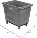 Global Industrial 12 Bushel Plastic Bulk Box Truck, Steel Chassis Base, 1000 lbs. Capacity, 4" Non-Maring Rubber Casters, Gray, 38-2/5"L x 28-9/10"W x 33" H
