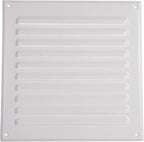Vent Systems - 8 x 8 Inch (Inner) White Metal Square Soffit Air Vent Grille Cover, Register Vent Deflector Louver Built-in Mesh HVAC for Bathroom Home Office Kitchen 10" x 10" (Outer)