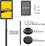 Sign Stand - Standing Sign Holder for 11x17 Inch, Pedestal Poster Sign Stand, Vertical and Horizontal View Displayed, Round Corner Sign Holder for Church School Parties Business Show, Black (2 Pack)