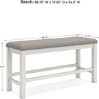 Signature Design by Ashley Robbinsdale 49" Counter Height Dining Bench, Antique White