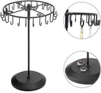 Rotating Necklace Holder Jewelry Organizer Display Stand 14-Inch with 23 Hooks Black, short-black, 8.27*5.9*13.8inch (HS01)