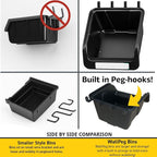 WallPeg Pegboard Bins - 6 Each 7" & 6 Each 5" ORGANIZING Bins - Hooks to Peg Board Panel Organize Hardware Arrange Accessories Workbench Tool Organizer Garage Storage -Made in USA-