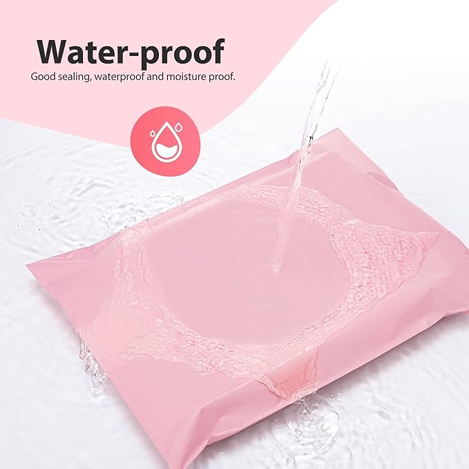 Fuxury Poly Mailers 14.5x19 Inch 50pc Shipping Bags for Small Business Mailing Envelopes for Clothing,Self Seal Shipping Envelopes Waterproof Poly bags Durable Packaging Bags Light Pink