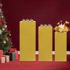Cake Pedestal Stands for Party 3PCS Dessert Table Display Plinth Pillars Gold Square Pedestal Stands for Wedding Sculpture Display Column Decoration Cube (3PCS-Square-Gold)